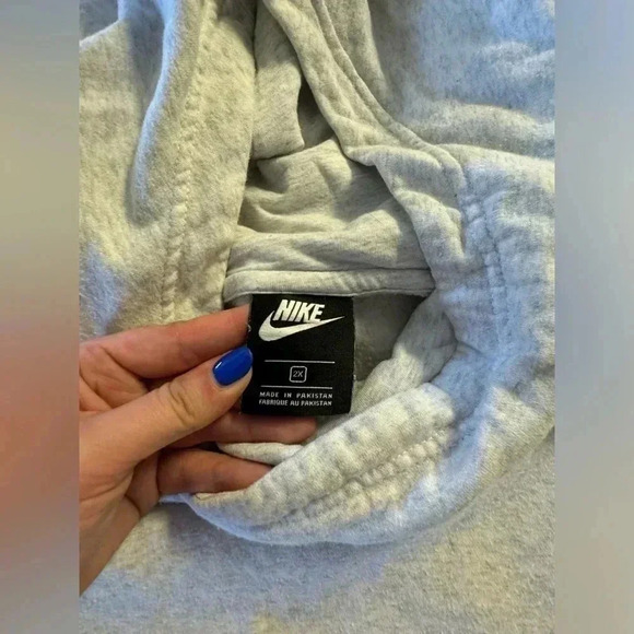 Nike Sportswear Essential Women's Funnel-Neck Fleece Pullover Hoodie GRAY - Picture 7 of 8